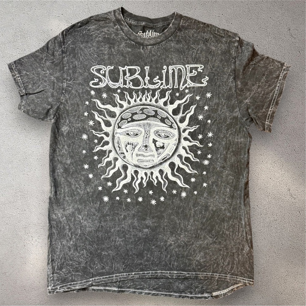 Sublime Sun Logo Graphic T-Shirt Mens Medium Charcoal Grey Mineral Wash Band Tee